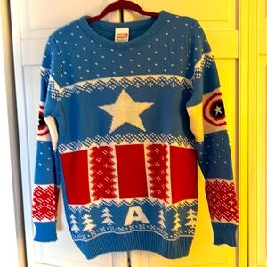 Men’s Captain America Christmas Sweater. Size small.